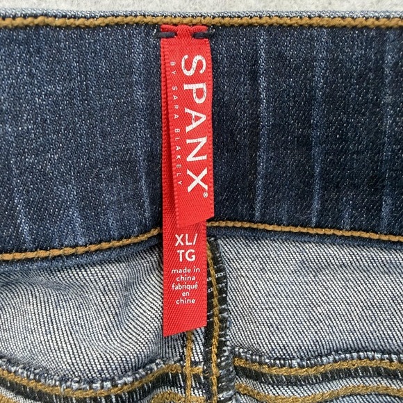 Spanx Jegging Jeans Womens XL Blue Dark Wash Stretch W33 L27 Distressed Pull On - Picture 4 of 7